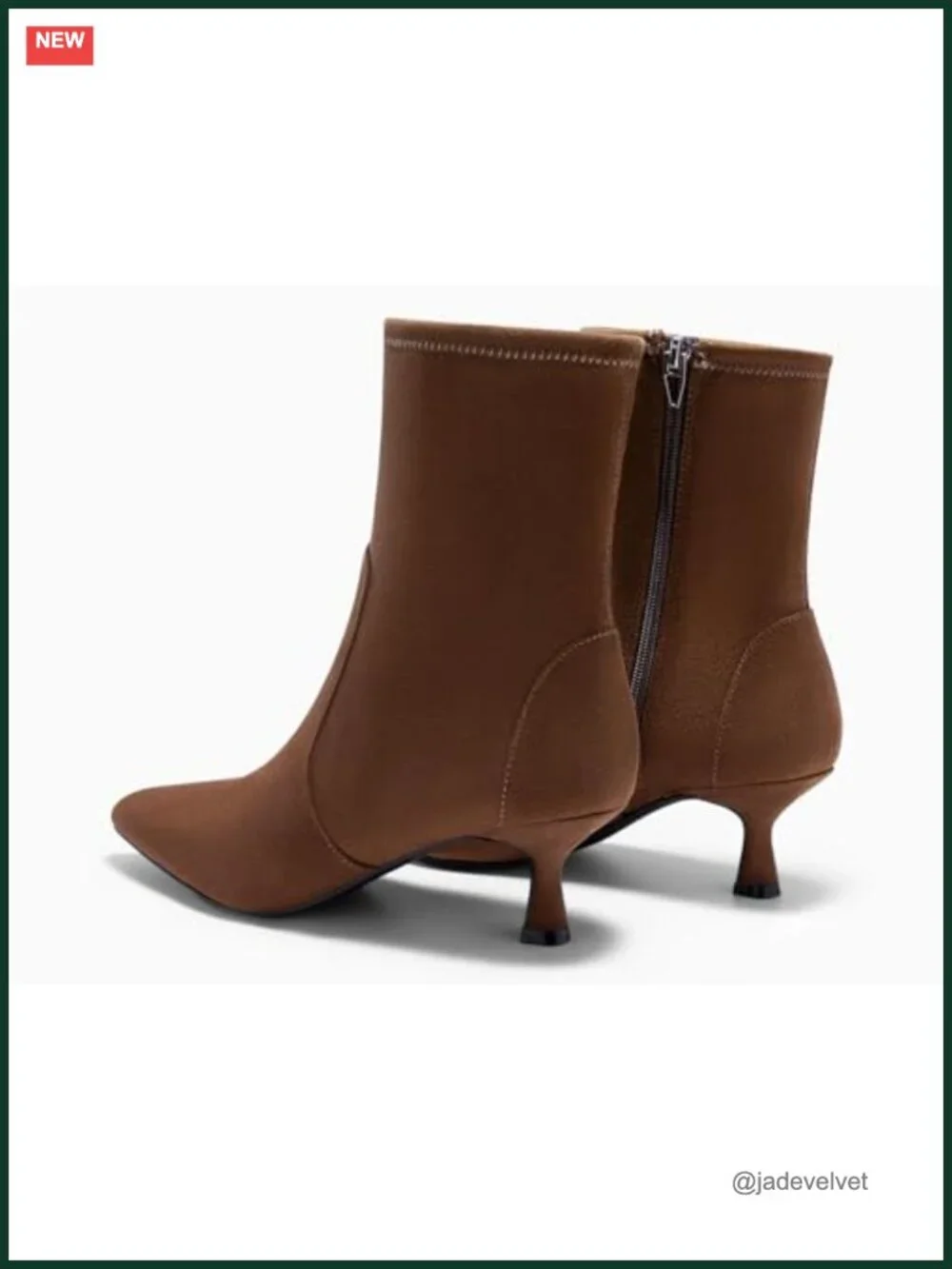 Faux Suede Kitten Heel Ankle Boots Pointed Toe Side Zip